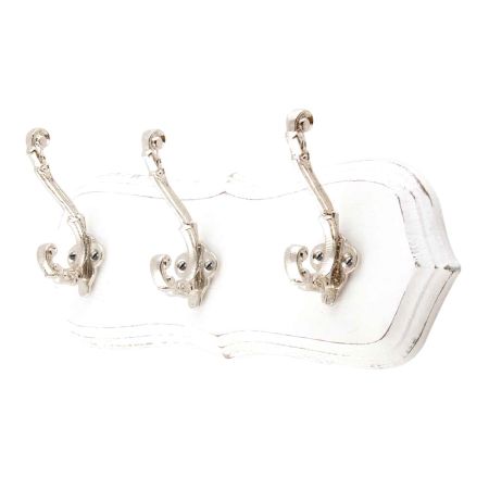 White Silver Small Wall Wooden Iron Hooks